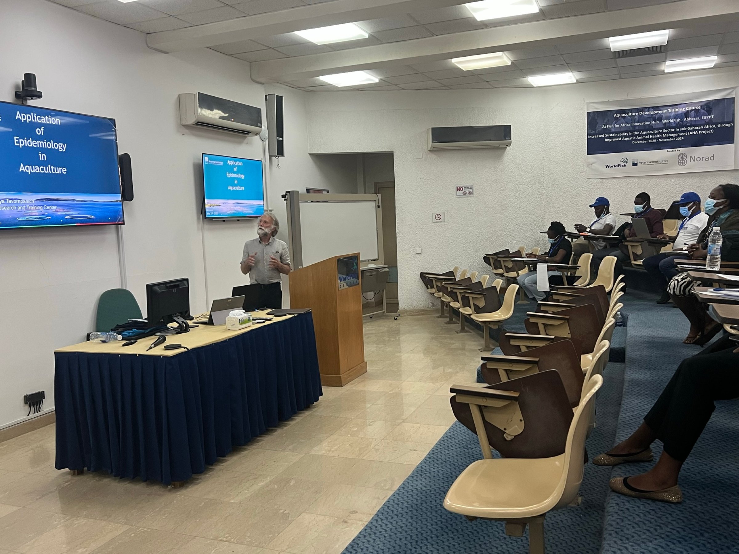 Here, Edgar Brun, Director of Aquatic Animal Health and Welfare at the NVI, presents application of epidemiology in aquaculture. Photo: Jacob Zornu