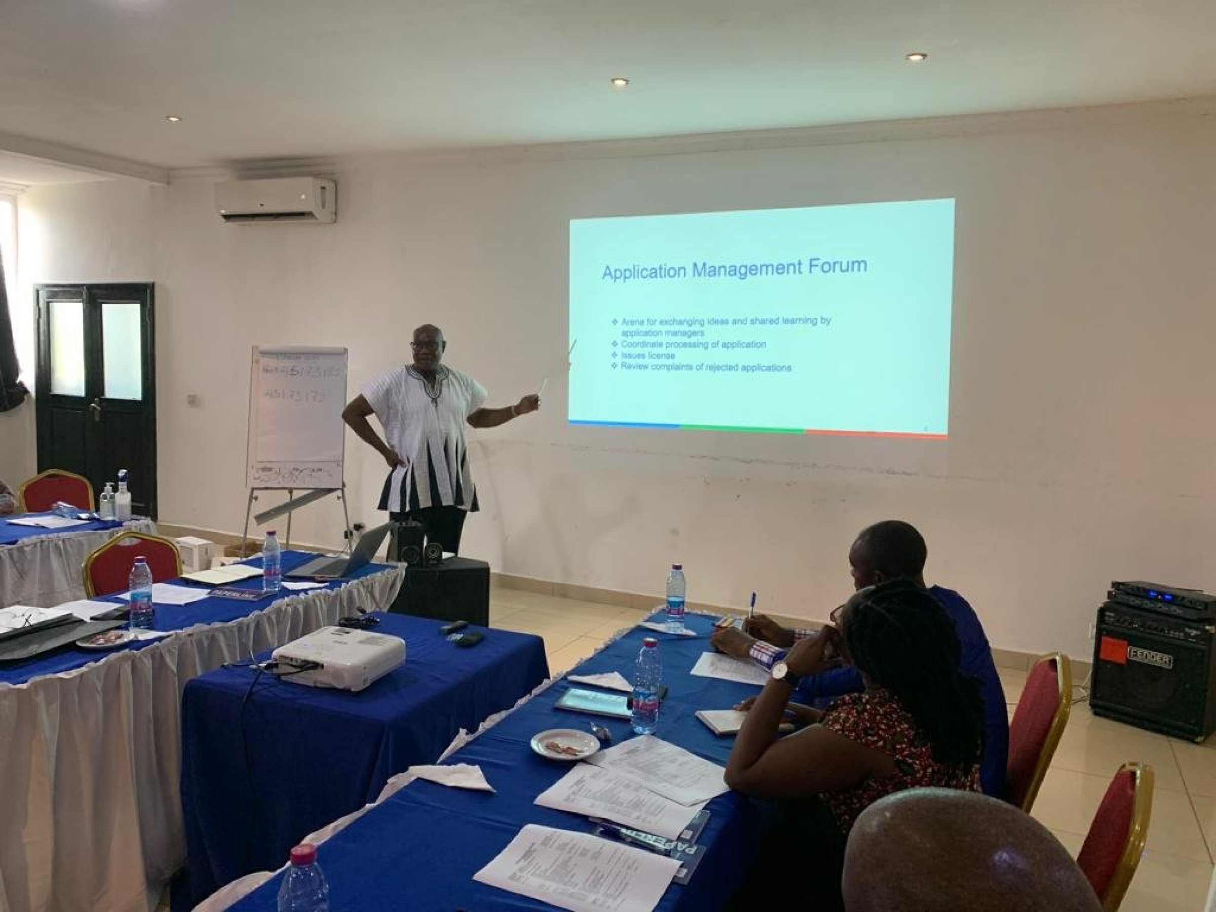 NVIs senior advisor within fish health and fish welfare, Kofitsyo Cudjoe, facilitated the sessions, involving talks on topical issues followed by group works. Photo: Jacob Zornu