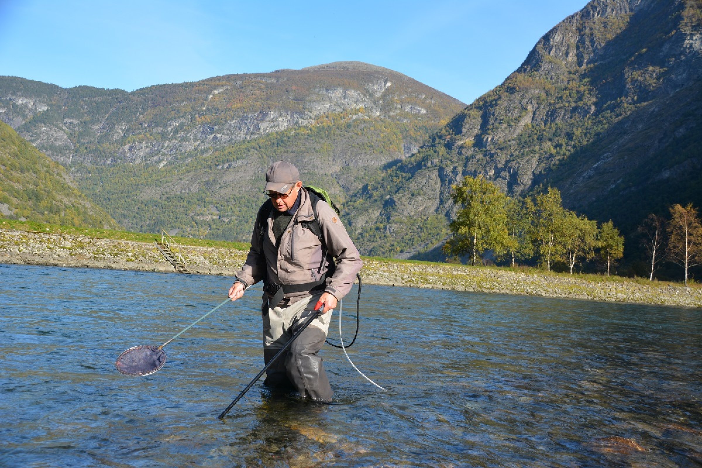 El-fisker i Lærdalselva. Foto: Sigurd Hytterød, Veterinærinstituttet.