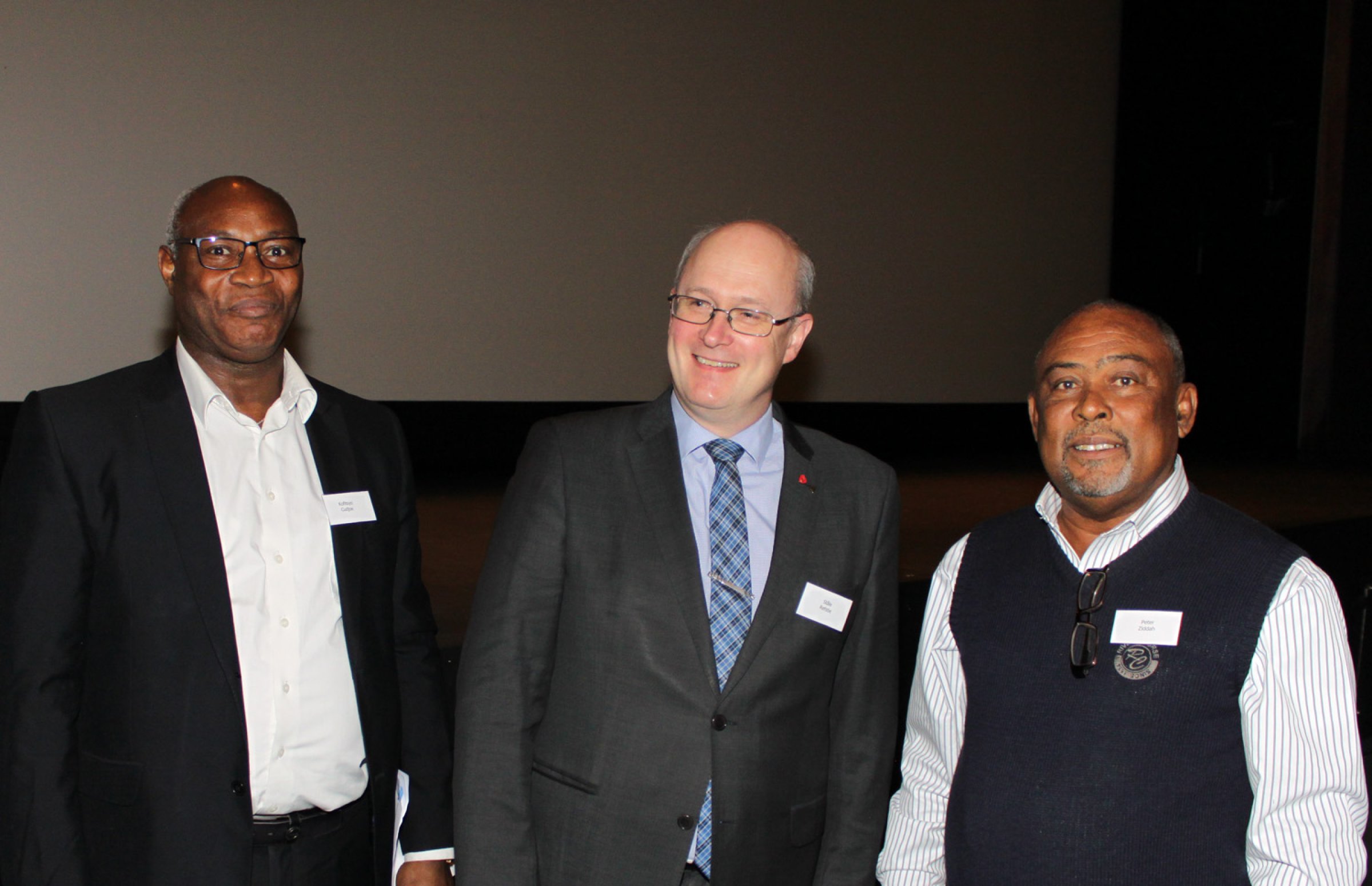 From left: Dr Kofitsyo Cudjoe, who is also the head of Food Bacteriology at the Norwegian Veterinary Institute, Mayor of Sunndal, Ståle Refstie who  opened the seminar and   The Director of Fish Health from Ghana’s Fishery Commission, Dr Peter Ziddah.